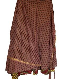 Darn Good Yarn Silk Chic Patterned Maxi Skirt in Brown
